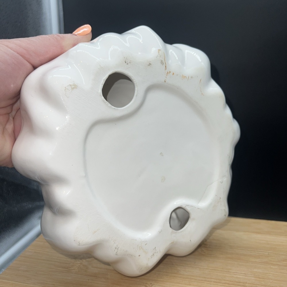 Vintage Ceramic Halloween Ghost Candy Trinket Dish Smiling White 8" Boo Party - Picture 5 of 5